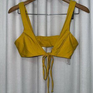 Windsor Tie Front Swim Bikini Top Size L Mustard/Yellow